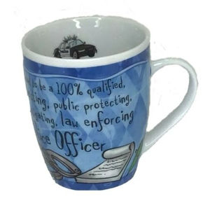 Police Officer Top Cop Mug Blue White Porcelain Coffee Tea Cup Law Enforcement